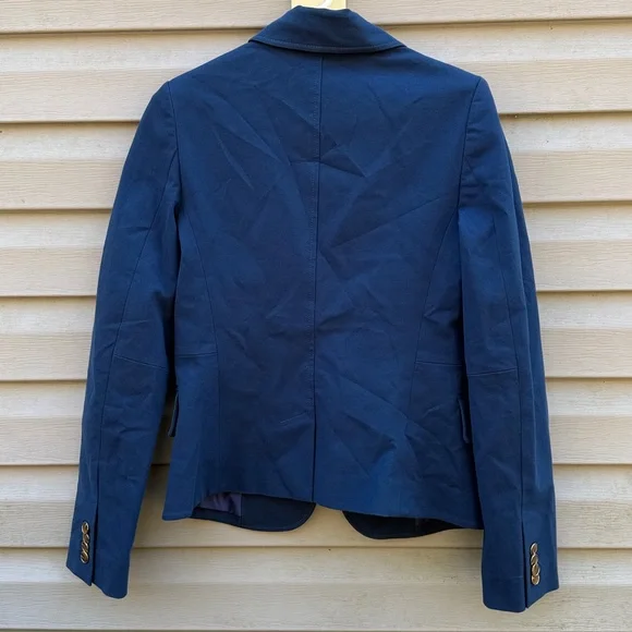 Derek Lam 10 Crosby | Eliza Double Breasted Blue Stretch Cotton Jacket size 4 - Picture 7 of 10